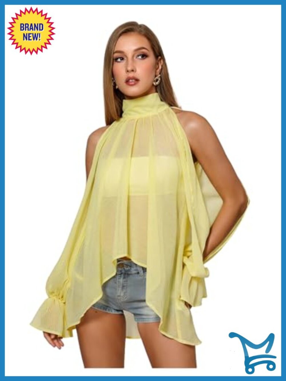 Sleeveless Chiffon Blouse Split Sleeve Tie Back Asymmetrical Hem Women's Top